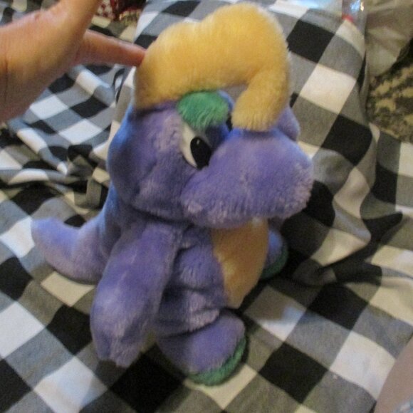 Vintage Purple Dinosaur Hand Puppet Stuffed Animal Plush Toy - Picture 1 of 4